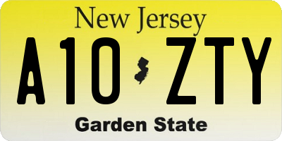 NJ license plate A10ZTY