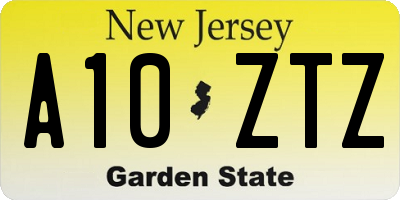 NJ license plate A10ZTZ