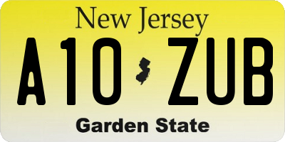 NJ license plate A10ZUB