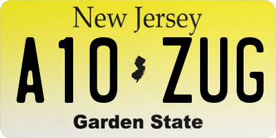 NJ license plate A10ZUG