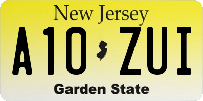 NJ license plate A10ZUI