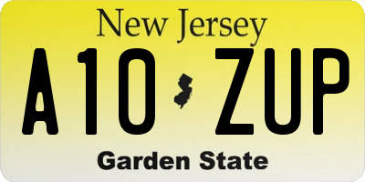 NJ license plate A10ZUP