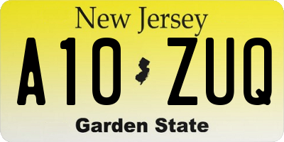 NJ license plate A10ZUQ