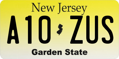 NJ license plate A10ZUS