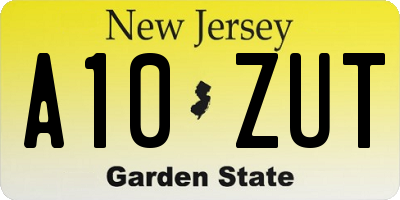 NJ license plate A10ZUT