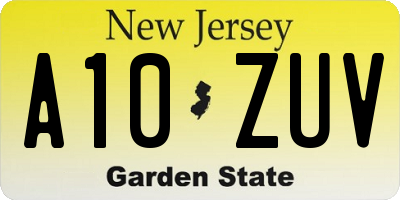 NJ license plate A10ZUV