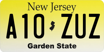 NJ license plate A10ZUZ