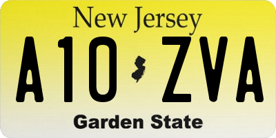 NJ license plate A10ZVA