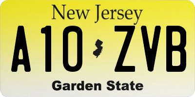 NJ license plate A10ZVB