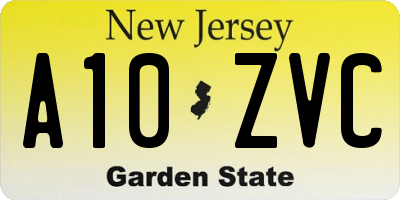 NJ license plate A10ZVC