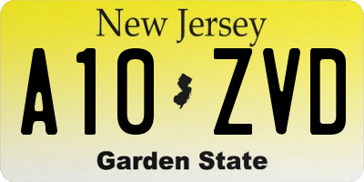 NJ license plate A10ZVD
