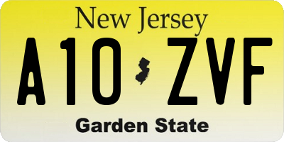 NJ license plate A10ZVF