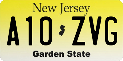 NJ license plate A10ZVG