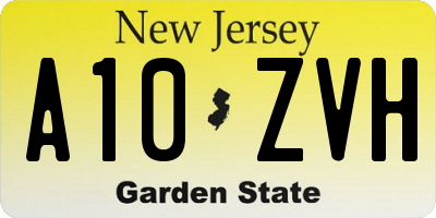 NJ license plate A10ZVH