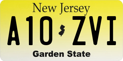 NJ license plate A10ZVI