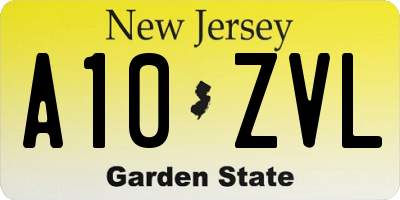 NJ license plate A10ZVL