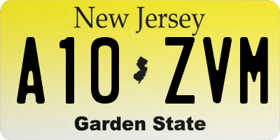 NJ license plate A10ZVM
