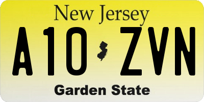 NJ license plate A10ZVN