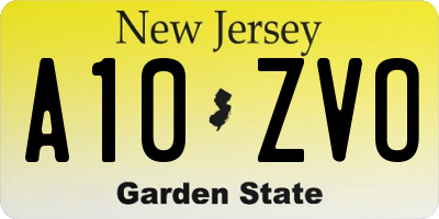 NJ license plate A10ZVO