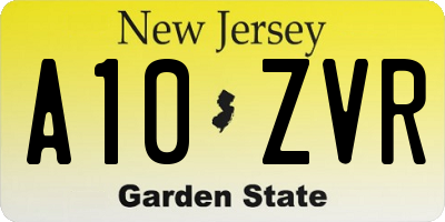 NJ license plate A10ZVR