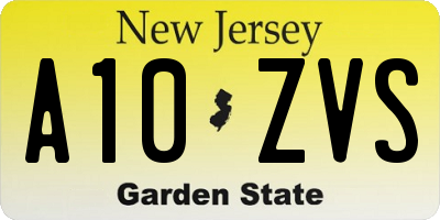 NJ license plate A10ZVS