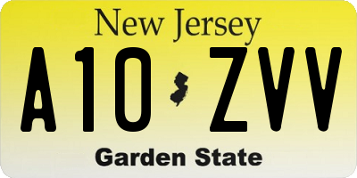 NJ license plate A10ZVV