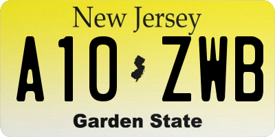 NJ license plate A10ZWB
