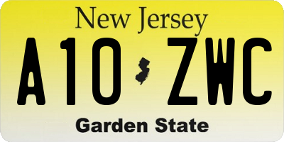 NJ license plate A10ZWC