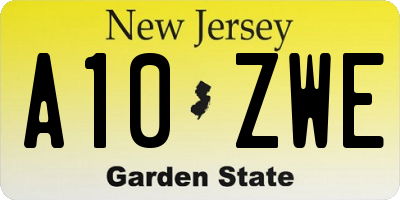 NJ license plate A10ZWE