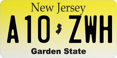 NJ license plate A10ZWH