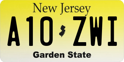 NJ license plate A10ZWI