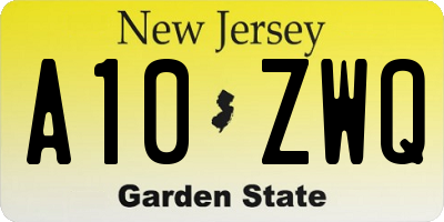 NJ license plate A10ZWQ