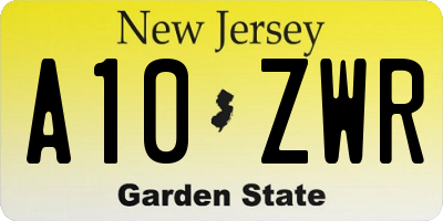 NJ license plate A10ZWR