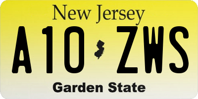NJ license plate A10ZWS