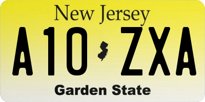 NJ license plate A10ZXA