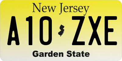 NJ license plate A10ZXE