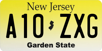 NJ license plate A10ZXG