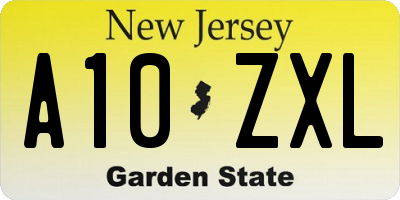 NJ license plate A10ZXL