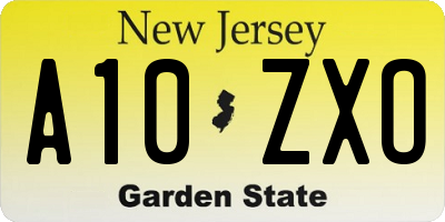 NJ license plate A10ZXO