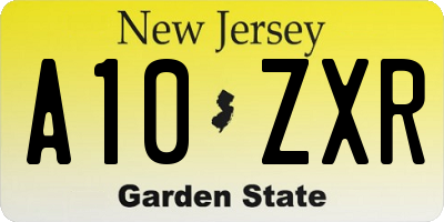 NJ license plate A10ZXR