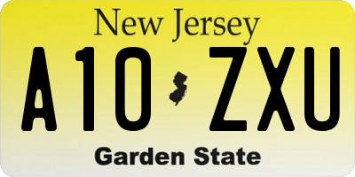 NJ license plate A10ZXU