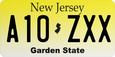 NJ license plate A10ZXX