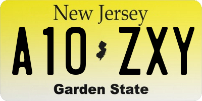 NJ license plate A10ZXY