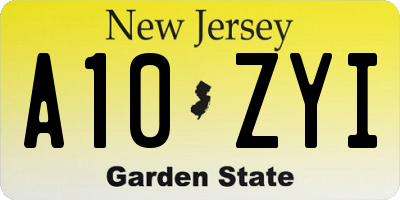 NJ license plate A10ZYI