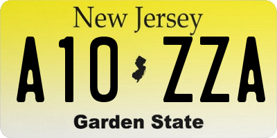 NJ license plate A10ZZA