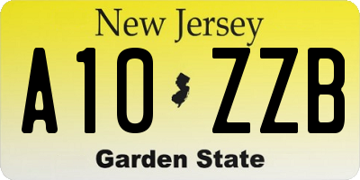 NJ license plate A10ZZB