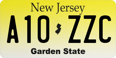 NJ license plate A10ZZC