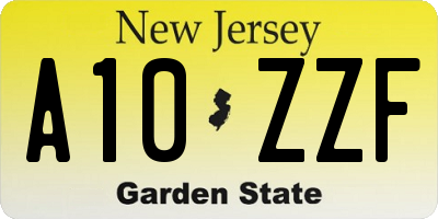 NJ license plate A10ZZF