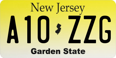 NJ license plate A10ZZG