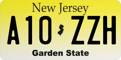 NJ license plate A10ZZH